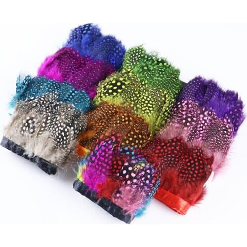 1Meter Pheasant Feathers Trim Width 5-8CM Guinea Chicken feather on Ribbon plume for Dresses Clothing Decoration Sewing Crafts