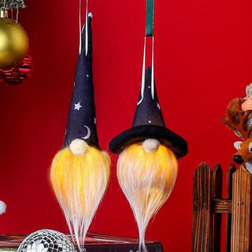 Halloween hanging prop decorations light up faceless old man hanger doll scene decor Halloween LED mustache Lantern decor