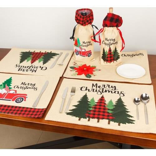 Christmas Table Mat Tablecloth Linen Creative Table Mat Dining Table Plate Cloth Liner Restaurant home Decoration