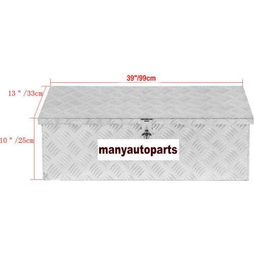 39"X 13" X10" Sliver ALUMINUM PICKUP TRUCK HEAVY DUTY TOOL BOX TRUNK BED STORAGE
