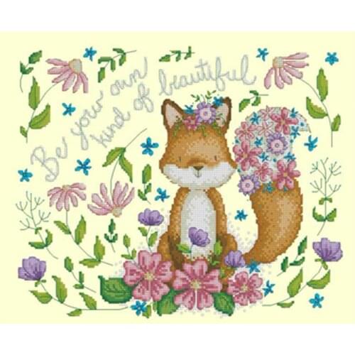Shy fox patterns Counted Cross Stitch 11CT 14CT 18CT DIY wholesale Chinese Cross Stitch Kit Embroidery Needlework Sets