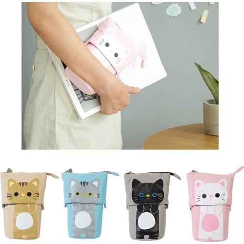 Stand Up Pencil Holder Telescopic Pencil Case Storage Box Stationery Pouch Bags