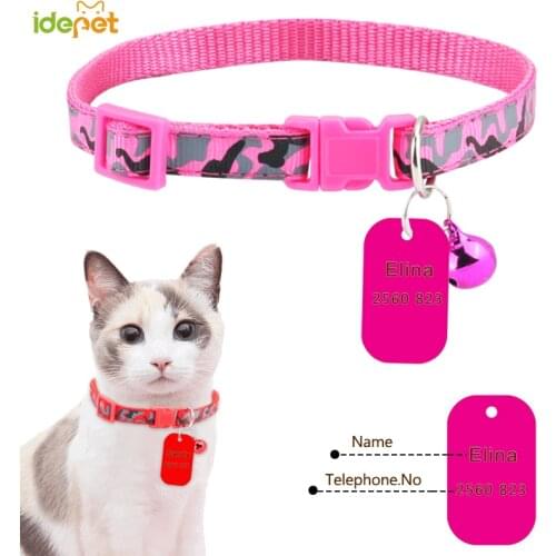 Reflective Customized Cats Collars Harnesses Cat Sheet Personalized Dogs ID Tag Cats Collar Dog Name Phone Pet Product 30