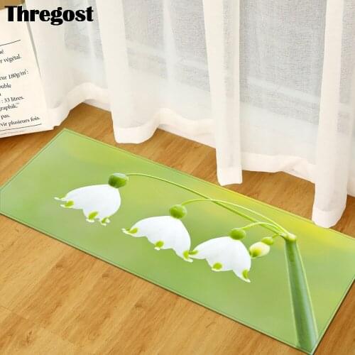 Thregost Indoor Doormat Pastoral Scenic Printed 3D Floor Mats Nordic Kitchen Rug Flannel Prayer Rugs Machine Washable Carpets