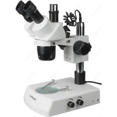 Trinocular Stereo Microscope--AmScope Supplies 20X-30X-40X-60X Trinocular Stereo Microscope with Top & Bottom Lights