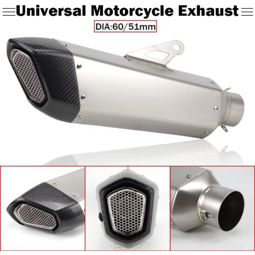 60.5/51mm universal motorcycle exhaust muffler right left side escape moto for KawasakI z900 Z1000 RSV4 CBR1000 BMW R1200GS S100
