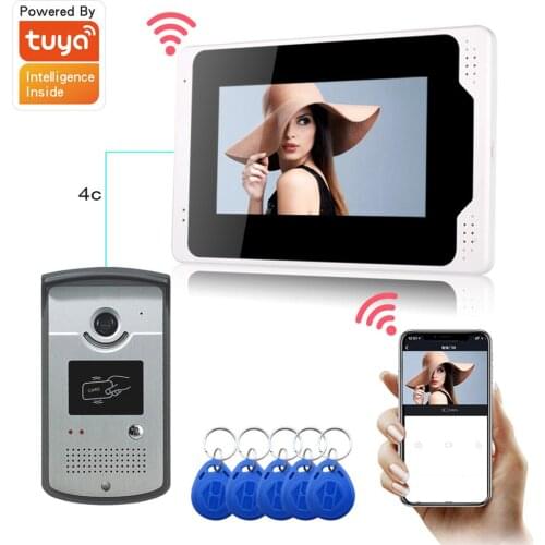 7inch WIFI/Wired Video Doorbell Intercom for Home with 1080P Camera Night Vision Device RFID Unlock Tuya APP