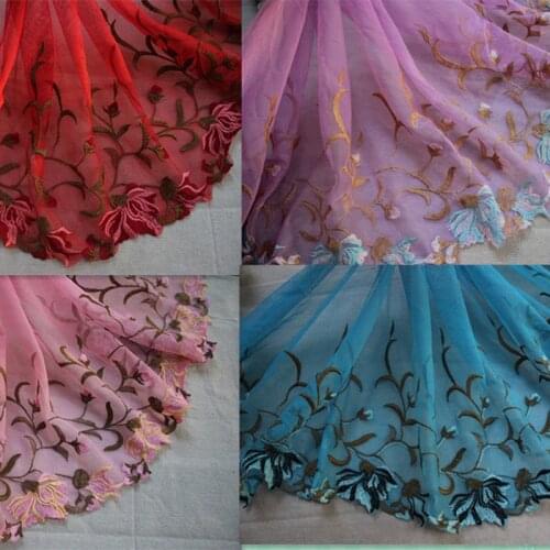 14Yards Purple Mesh Net Flowers Embroidered Net Lace Trims for Wedding Party Decoration Diy Sewing Skirt Accessories