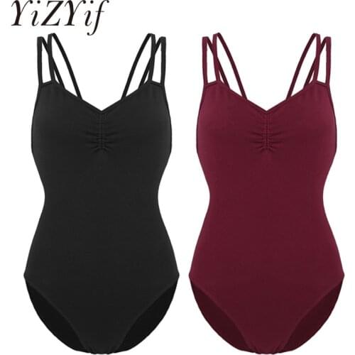 YiZYiF Women Built In Shelf Bra Leotard Girls Ballet Clothing Gymnastics Bodysuit Ballet Training Dance wear