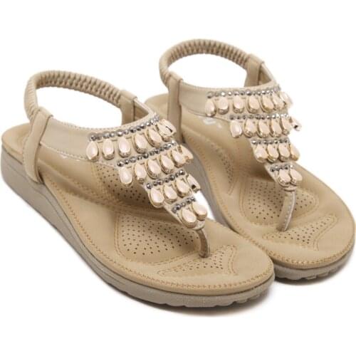 SIKETU 2021 summer new woman sandals Bohemia diamond flat sandals women soft bottom comfortable sandals free shipping size 39 40