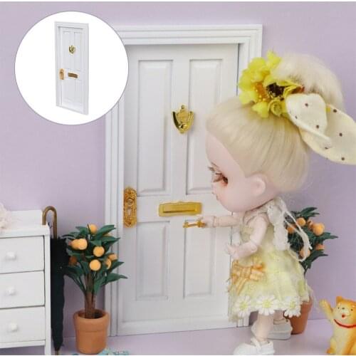 1/12 Dollhouse White Wooden 4 Panel Doors Furniture DIY for Living Room Kitchen Craft Accessories