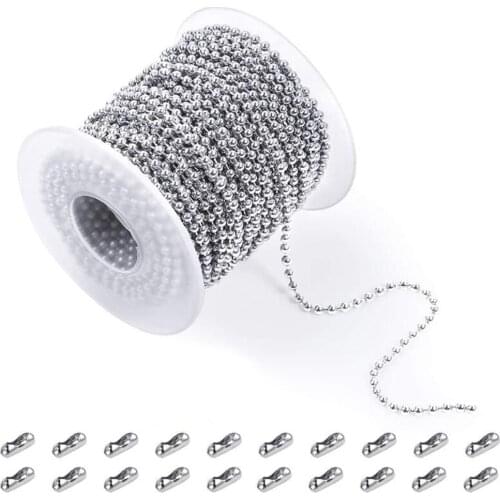 10Pcs Stainless Steel Ball Bead Chains for Necklace Bracelet DIY For Jewelry Making Adjustable Lead and Nickel Free