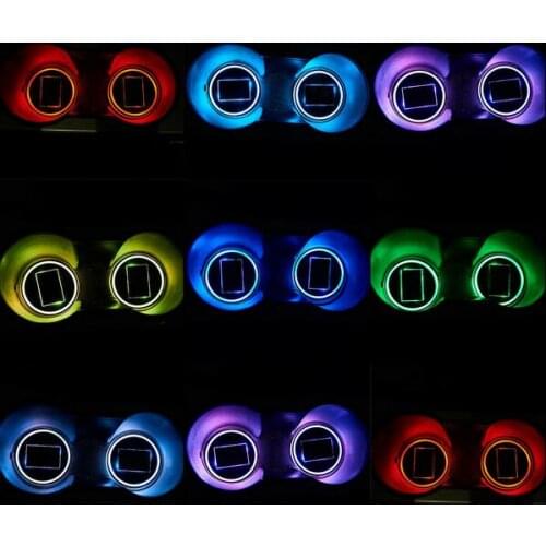 2 Pieces Colorful Solar LED Light Car Cup Bottle Holder Pad Mat All Car Atmosphere