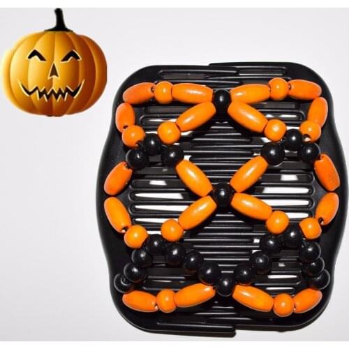 2018 Authentic Vintage Fun Halloween Pumpkin orange black beads magic Comb Halloween 20pcs per Lot