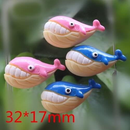 30pcs Pink Blue Cartoon Whale Flatback Planar Resin Cabochon Sea Animals DIY Craft Embellishments Home Decoration Accessories
