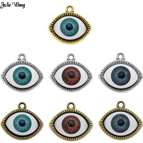 7pcs Demon Eyes 3D Evil Eye Pendant Alloy Gold Silver Color Charms For Women Necklace Bracelet Earrings Jewelry DIY Accessory