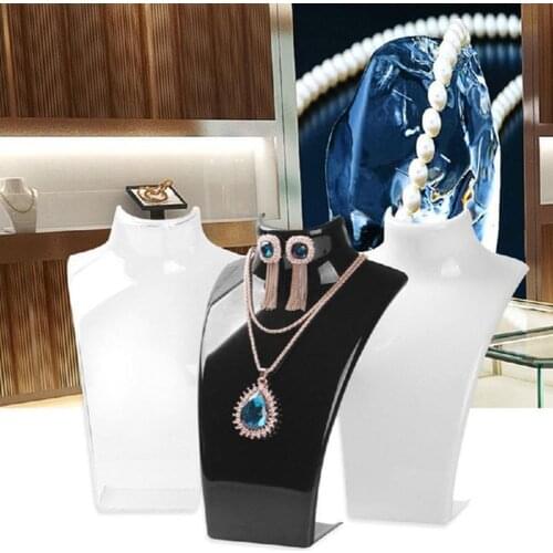 Acrylic Three Colors Mannequin Necklace Earrings Jewelry Pendant Display Stand Holder Show Decorate Jewelry Shelf Organizer