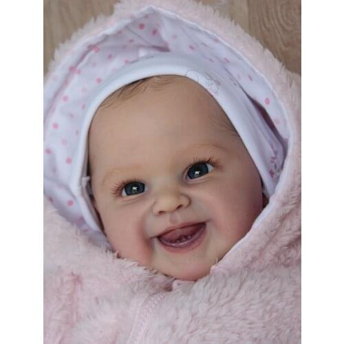 22 Inch Reborn Baby Accessories DIY Blank Smiling Tori Kit With Body Eyes Fresh Color Soft Vinyl Unpainted Unfinished Doll Part