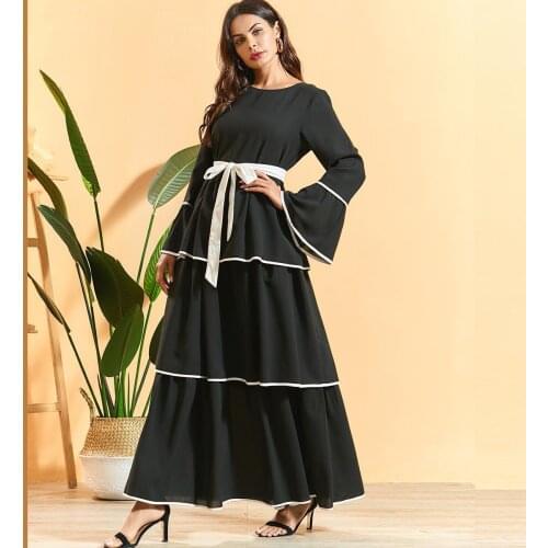 Arab Muslim Women Dress Abaya Bohomian Ramadan Cake Maxi Long Dresses Islamic Clothing Eid Musulman Hijab Moroccan Kaftan Robe