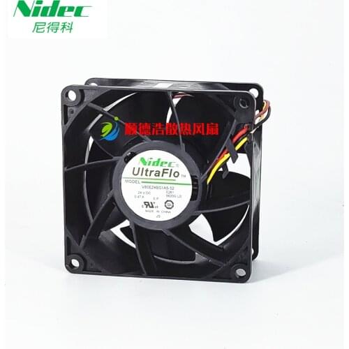 Free shipping V80E24BS1A5-52 E02 DC 24V 0.47A 80x80x38mm 3-wire Server Cooler Fan