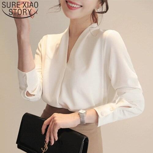 Long Sleeve Women Shirts Solid White Chiffon Office Blouse Women Clothes Womens Tops and Blouses Blusas Mujer De Moda 8212 50