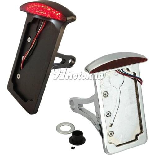 BLACK Side Mount License Plate Bracket Tail Light For XS650 Harley Sportster Bobber Chopper With 3/4" or 1" Back Axle