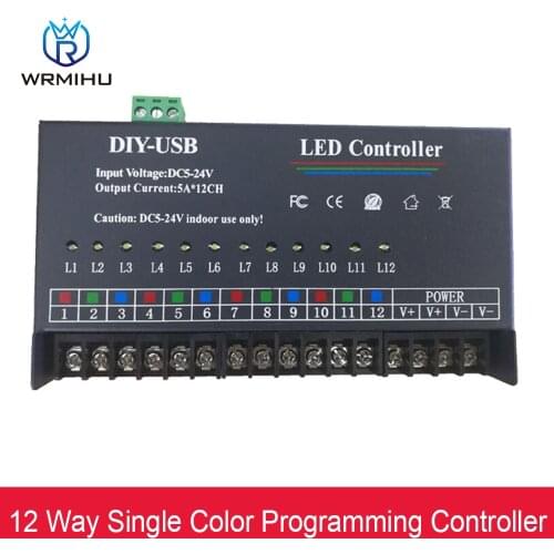 DC5-24V USB DIY LED RGB RGBW 12 Channel Single Color Programmable Controller 12V 5A*12CH 3528 5050 CCT RGBCCT Led Strip Module