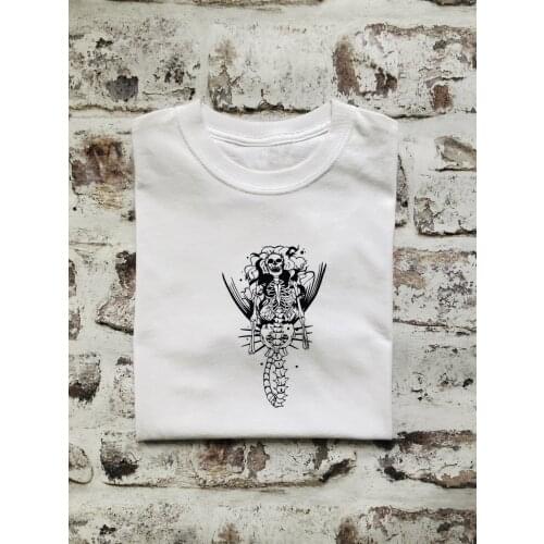 Skeleton Mermaid Halloween skull t-shirt men women 100% Cotton street style funny graphic Fashion hipster unisex tee top tshirt