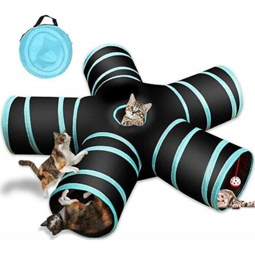 2/3/4 Way Cat Tunnel Collapsible Pet Play Tunnel Tube Toy with a Bell Toy for Cat Puppy Kitten Indoor Outdoor Cat Training Toy
