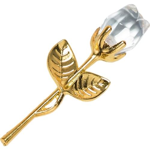 Artificial Crystal Rose Flower Creative Home Decor Gift with Metal Rod Branch