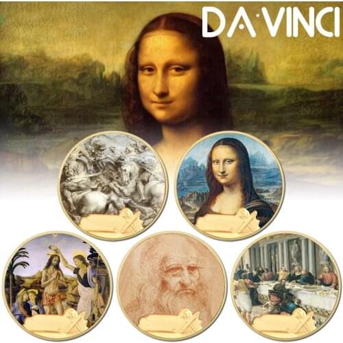 Italy Da Vinci Mona Lisa Gold Gold Plated Coins Collectibles Metal Original for Coins Souvenir Christmas Gift