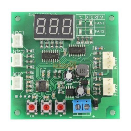 DC 12 24V 48V 2-Way 4-Wire PWM Temperature Control Computer Fan Speed Controller