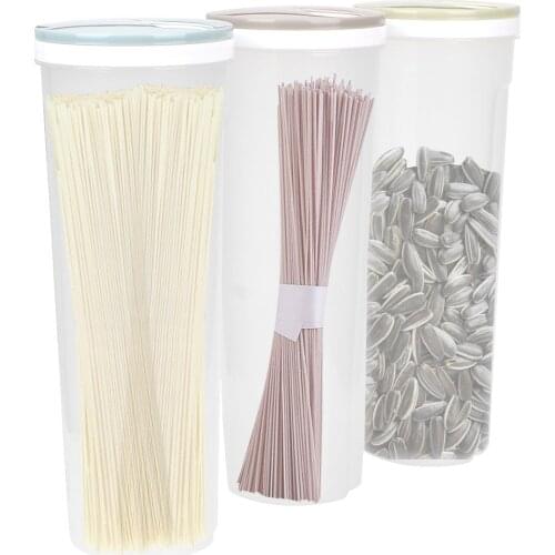 Kitchen Pasta Tools Freshness Sealed Plastic Food Storage Box Grain Cereal Oatmeal Nuts Beans Container Spaghetti Noodles Box