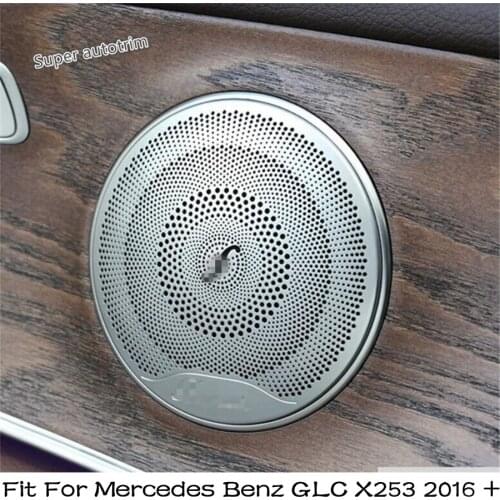 Lapetus Stainless Steel Car Door Audio Speaker Net Bezel Cover Trim 4PCS For Mercedes Benz GLC X253 2016 - 2021 Accessories