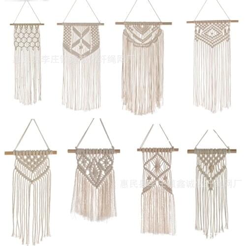 Macrame Cotton Rope Wall Hanging Tapestry Tassel Hand Woven Bohemian Tapestry Geometric Art Beautiful Living Room Home Decor