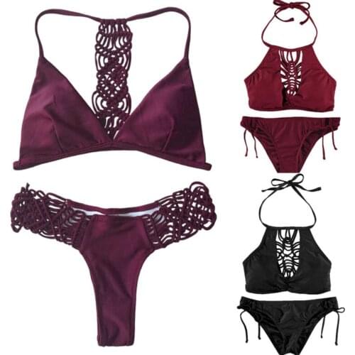 New Hollow Out Sexy Swimwear Women Swimsuit 2017 Brazilian Bikini Bandage Beach Wear Bathing Suit Push Up Bikini Set Femme