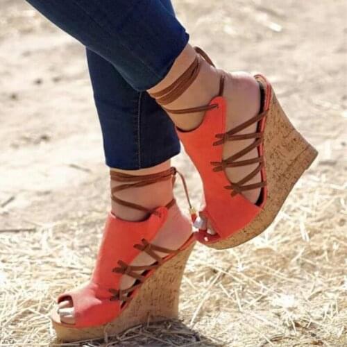 SHOFOO shoes,Beautiful fashion womens shoes, suede, anout 15 cm slope heel sandals, womens sandals, banquet shoes. SIZE: 34-45