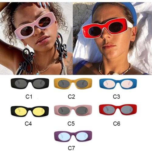 Wholesale Pink Rectangle Sunglasses Women Men Vintage Brand Designer Square Sun Glasses Female Summer Beach Traving Eyewear