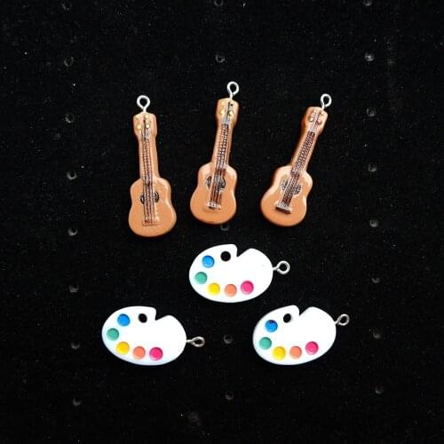 Color palette Guitar Charms Pendants Flat back Resin Cabochon for DIY necklace earring key ring Jewelry Making Accessories