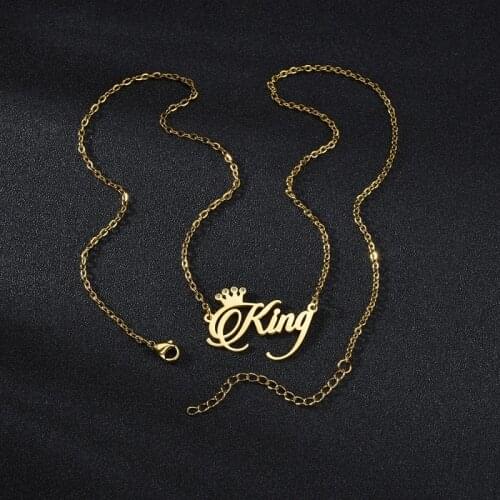 Personalized Custom Nameplate With Crown Diamond Custom Necklaces Stainless Steel Necklaces For Women Men Fashion Jewelry Gifts