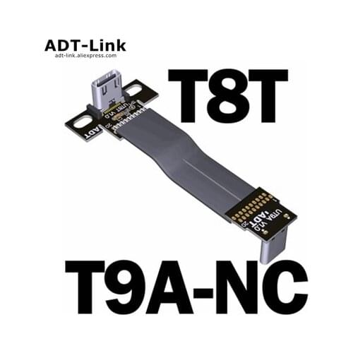 ADT-Link USB 3.2 Type C To Type C Flat Cable Right Angle USB-C Male To Right Angle USB-C Female Without E-mark IC Cable