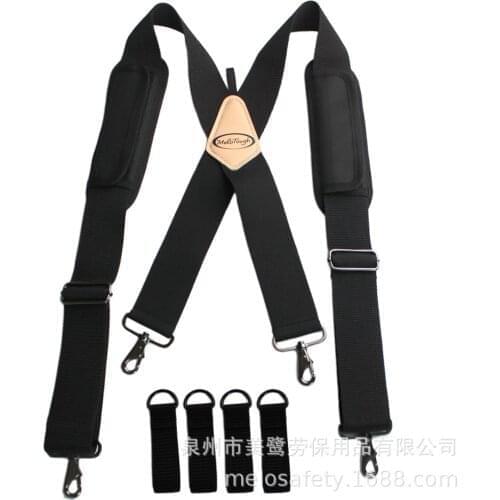 Air Cushion Tooling Suspenders Mens Men Braces Black Adjustable Tool Suspenders 4 clasp Working Male Suspenders X-Shape Braces