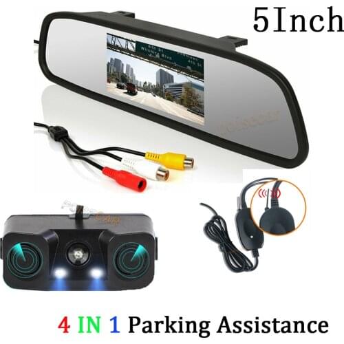 POISECAR 2.4G Wireless Car Parking 2 Sensor System With 5 'inch Car Monitor HD Camera Blind Safe Parktronic System Car-detector