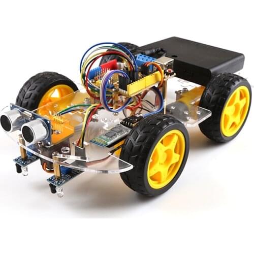 4WD Robot Car Kit for Arduino UNO R3 Smart Project STEM Toys for Kids DIY Ultrasonic obstacle avoidance Track remote control