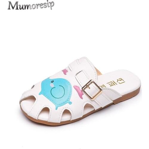 Girls Slippers Kids Summer Slippers 2021 New Hot Sale Children Beach Sandals Cut-outs Breathable Slides Anti-slip Cartoon Cute