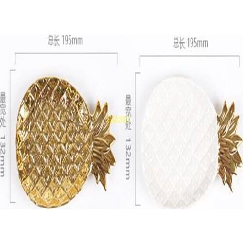 Nordic Ceramic Pineapple Plate Golden Pineapple-shaped Receiving Plate Fruit Jewelry Pallet Dish