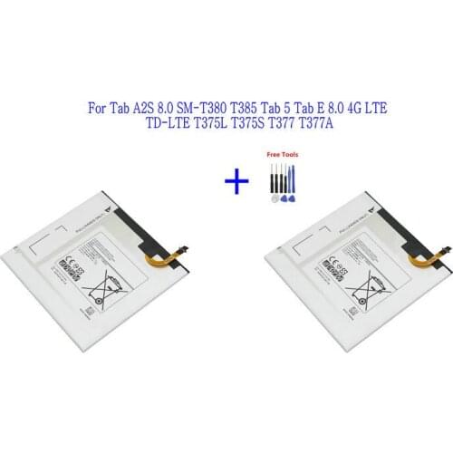 2x 5000mAh EB-BT367ABE Replacement Battery For Galaxy Tab A2S 8.0 SM-T380 T385 Tab 5 Tab E 8.0 4G LTE T375L T375S T377 T377A