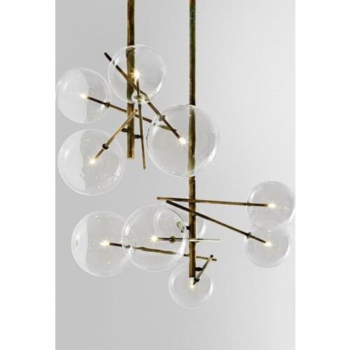 Modern minimalist Rotary Ceiling Lights Led Lamp Round Glass Ball Creative Hanging lights iron Led G4 bulb Indoor Home Bar Gold