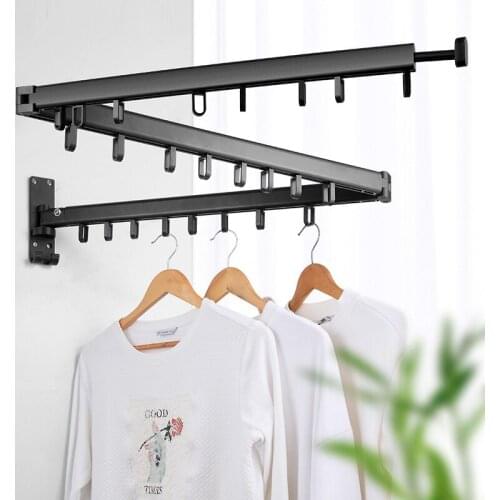 Shrink Folding Clothes Hanger Indoor Wall Hanging Window Sliding Retractable Clothes Pole Window Invisible Air Clothes Rod