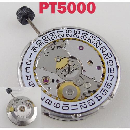 High Accuracy Asia PT5000 Automatic Mechanical Watch Movement 28800 bph Date Display Clone 2824 25 Jewels 25.6mm Diameter